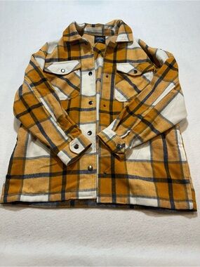 HFX Mustard Plaid Button up shacket